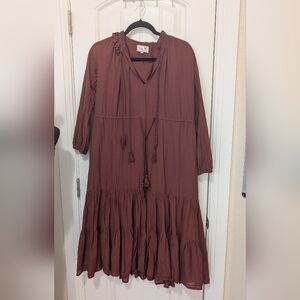Mille Astrid Tiered Maxi Dress In Brown Size XS